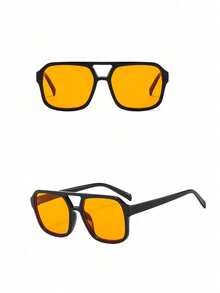 1 par de gafas de moda aviador de doble marco para mujer, adecuadas para el uso diario de la mujer, también aplicables para atuendos casuales y de negocios en otoño e invierno. Regalo ideal para vacaciones de verano en la playa, actividades al aire libre y viajes, especialmente adecuadas para vacaciones de verano en la playa. - Multicolor - Ver 2