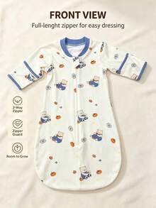 0-12M Newborn Baby Girl Sleeping Bag, Spring/Summer/Autumn Long Sleeve Cute Pink Swan Print, Double Zipper, Wearable Swaddle Sleeping Bag - Multicolor - View 2