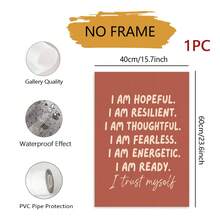 1pc Wall Art, Quotes Poster, I Am Hopeful Resilient Thoughtful Fearless Energetic Ready I Trust Myself, Boys Girls Wall Art For Boys Bedroom, Suitable For Living Room, Bedroom Decoration, Housewarming Gift, Frameless, Halloween Christmas Decor - Text a - View 12