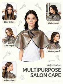Multi Functional Salon Professional Shawl - Waterproof And Reusable, Made Of PVC Material, Suitable For Shampooing, Dyeing And Styling, Washable Material, Lightweight And Durable, Hair Dye Cap, Home Hairdressing Set, DIY Hair Dye Set,Back To School - A - View 11