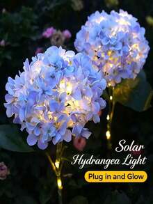 1pc[Solar Powered Single Head 20cm Large Hydrangea Flower Light]LED Outdoor Waterproof Artificial Flower Light, Solar Garden Light Outdoor Decoration For Yard, Suitable For Garden, Pathway, Backyard, Lawn Stake Lighting, Easy To Install, Large Battery, Solar Garden Light - Single-head Large Hydrangea - View 7