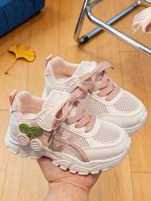 Girls Kids Sneakers Hook-And-Loop Strap Lace-Up Slip-On Low Top Structure - Pink - View 4