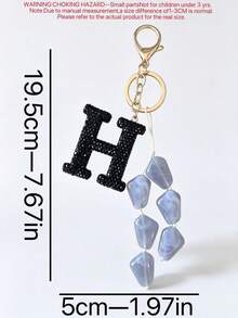 1pc Black Shiny Keychain, Personalized Minimalist Water Ripple Pendant, Asymmetrical Shaped Acrylic - Multicolor - View 6