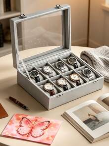 8-Slot/4-Slot Watch Box, Velvet Watch Box With Glass Lid, Unisex Watch Storage Box, Lockable Watch Storage Box, Watch Display Box, Ideal Gift, Gift For Her - one-size - View 23