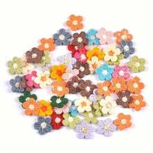 50 1.5cm Multi-Color Five-Petal Flower Lace Fabric Patches (Non-Adhesive) DIY Handicraft Material Clothing Hat Decorative Accessories Random Mixed Colors - Multicolor - View 7