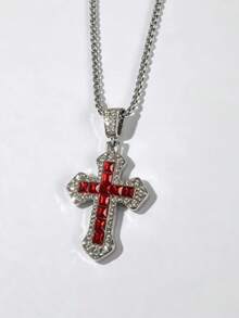 Fashionable Minimalist Versatile Full Rhinestone Cross Pendant Necklace For Women, Suitable For Daily Wear, Vacation, Party, Holiday, Gathering, Matches With Clothes And Dresses - Multicolor - View 15