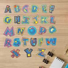 26/78pcs 3.8cm/1.5inch Embroidered English Alphabet Letters Iron-On/Sew-On Patches, Apparel Accessories For Clothing, Jackets, Hats, Books, Backpacks - DIY Embroidery Applique - Multicolor - View 65