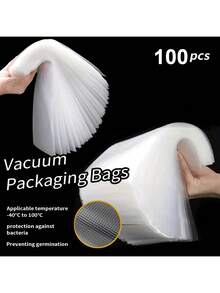 100pcs Textured Vacuum Bags, Patterned Vacuum Bags, Cooked Food Sealing Bags, Vacuum Compression Fresh-Keeping - Beige - View 9