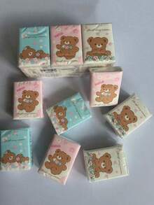1 Pack/9 Packs (8 Sheets/Pack) Portable Mini White Bear Napkins/Handkerchiefs, Portable Travel Handkerchiefs, Portable Cute Facial Tissues [Randomly Selected 3 Colors] - Tissue - View 4