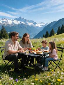 Portable Outdoor Folding Table, Lightweight Aluminum Table With Storage Bag, Suitable For Camping, BBQ, Picnic And Travel - A - View 3