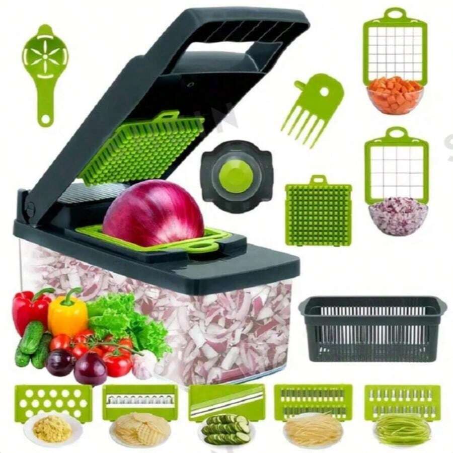 1pc Vegetable Onion Chopper, Multi-Function Vegetable Cutter, Food Processor, Onion Chopper, Carrot Garlic Chopper, Kitchen Tool, Kitchen Accessory, Suitable For Home/Restaurant Fast Processing - White - View 1