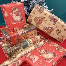 8pcs/4pcs Vintage Poster Wrapping Paper - 19.69x27.56 Inches, Santa Claus/Snowman Pattern Design, Suitable For Holiday Gifts And Winter Wonderland Decor, Tree Themed Paper Material (4/8pcs) - Multicolor - View 5