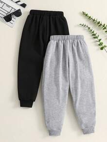 Tween Boy Casual Bowknot Decor Cuffed Sweatpants - Multicolor - View 2