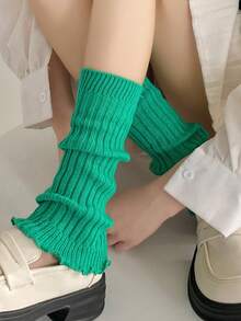 1 Pair Women's Candy Color Leg Warmers, Comfortable Casual Leg Warmers For Autumn/Winter, Cozy - Multicolor - View 6