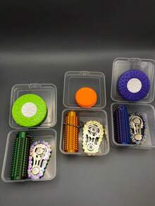 1 Set Stress Relief Combo, Includes Chain Spinner, Finger Slider And Sensory Massager, Made Of ABS Material, Comes With Storage Box For Easy Carrying, Suitable For Office Stress Relief, Travel And Gifts - Multicolor - View 6