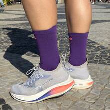 Adult Polyamide Running Socks With 3D Cuff, Breathable, Thermal Comfort, High Performance, Spinning, Cycling - Morado - Ver 8