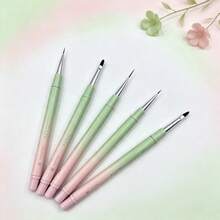 Pink & Green Gradient Dual-Ended Nail Art Brush, 2-In-1 Dual-Ended Design, Flexible Nail Art Creation - Pink - View 4