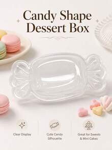 2/1pc Cute Macaron Candy‑Shaped Gift Box With Transparent Lid, Dessert Baking Packaging Box, Xmas Holiday Treat Storage Container, For Christmas Party Favor, Wedding & Home Table Decor, Xmas Tree Ornament, Holiday Gift Supplies - A - View 5