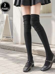 1/2/4 Pasang Kaos Kaki Wanita Selutut, Kaos Kaki Panjang Sepanjang Musim untuk Musim Semi dan Gugur, Kaos Kaki Tinggi, Anti Selip dan Tidak Menekan, Cocok untuk Musim Dingin - MultiWarna - View 18
