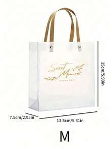 1/5/10pcs Premium Frosted Clear PP Tote Bag, High-Quality, L/M, Thickened Hand-Held Bags, Green Satin Ribbon, Raffia And 'Thank You' Tag, For Valentine's Day, Thanksgiving, Birthdays, Halloween, Christmas, Wedding Bridesmaid Gift Bags - Multicolor - View 4