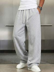 Men's Casual Sports Pants, New Straight Leg Drawstring Casual Pants, Suitable For All Seasons, Best Gift Choice For Husband/Boyfriend In Autumn/Winter - Light Grey - View 3