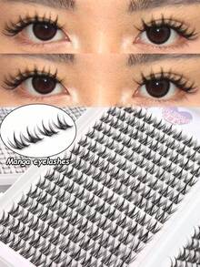 NAIJEMA 320pcs Bulu Mata Palsu Alami Bentuk C Lengkung Lembut Gaya Dog Eye Makeup Gadis Malas Lucu dan Mengembang Seri Kartun, Cocok Untuk Pemula, Bulu Mata Gugus, Bulu Mata Palsu Gugus Tunggal, Bulu Mata Palsu - C - View 2