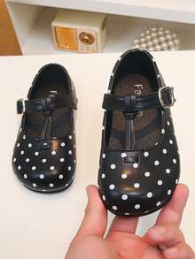 Girls Polka Dot Flat Mary Jane Shoes, Sweet Casual Slip-On Shoes, Suitable For Parties And Daily Wear - Black - View 3
