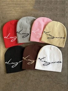 1pc Minimalist "Elegant" Multi-Color Knit Beanie, Ins Style, Summer, Beach, Vacation - Multicolor - View 9