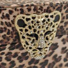 Leopard Print Flip Top Storage Box, Gold Decorative Buckle, Modern Home Jewelry Storage Box, Luxury Gift Jewelry Box, Lined Storage Box, Suitable For Jewelry, Accessories And Small Items - Brown - View 5