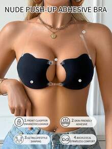 2pcs Adhesive Bra, Sticky Bra, Push-Up, Backless, Strapless, Front Closure, Transparent Straps, Reusable, Bridal Style, Invisible Lifting Bra - Thin style - View 5