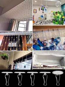 Self-Adhesive Transparent Hooks, Removable Ceiling Hooks, Damage-Free No-Drill Hooks, For Hanging Christmas, New Year Holiday Party Decorations - Multicolor - View 4