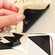 16pcs Reusable And Washable Non-Slip Carpet Grippers With Double-Sided Tape, Anti-Slip Carpet Stickers, Home Decor - Carpet Stickers (8pcs Carpet Stickers + 8pcs Auxiliary Stickers) - Black - View 8