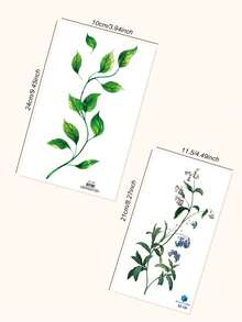 4PCS Multicolor Mori Style Fresh Plant Floral Vine Pattern Party Gift DIY Holiday Gift Temporary Waterproof Tattoo Stickers For Arm, Waist, Abdomen, Shoulder, Back, Leg - Multicolor - View 8
