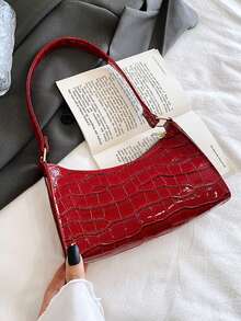 Hot-Selling New Design Minimalist Retro Crocodile Embossed Shoulder Underarm Bag, Casual Handbag, Baguette Bag, Suitable For Daily Matching, Shopping, Dating, Women's Bag - Multicolor - View 2