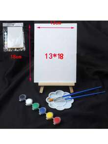 15cm X 15cm Canvas + Easel Set, Includes 1 Paintbrush, 1 Box Of Paints, 1 Palette, Suitable For Back To School Season, School Supplies - Sets - View 10