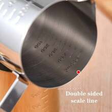 Stainless Steel Coffee Latte Art Pitcher With Measurement Scale, Pointed Spout, Thickened Milk Frothing Cup For Espresso Machine, Latte Art Tool - Milk Frothing Pitcher With Measurement Marks - View 4