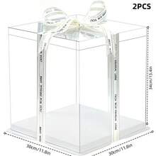 1/2/5PCS Transparent Gift Box - Available In Multiple Styles, It Can Be Used For Packaging Flowers And Shoes. Suitable For Various Festivals, Celebrations And Outdoor Gatherings, And Can Be Used Throughout The Year.(Includes Ribbons) - A - View 41