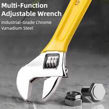 6/8/10/12in Adjustable Wrench Universal Spanner Carbon Steel Dip Plastic Mechanical Workshop Hand Repair Tool Set Car Bicycle - 6 Inches - View 3