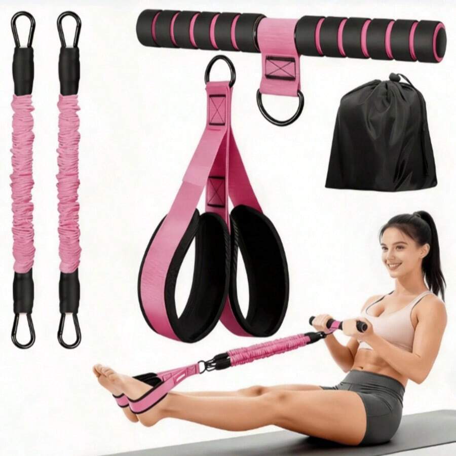 Foot Pedal Resistance Band Home Fitness Sit-Up Assistant Abdominal And Leg Slimming Elastic Rope, Pink Latex Foot Pedal Resistance Band - Multicolor - View 1