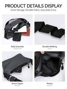 1pc Men's Multi-Functional Waist Bag, Multi-Compartment Large Capacity Chest Bag, Adjustable Shoulder Strap Crossbody Bag, Outdoor Travel, Sling - Fanny Pack - View 11