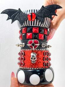 Sweet & Cool Subculture Acrylic Wide Bracelet Collection Y2K Gothic Bat Demon Eye Cross Skull Rivet Hot Girl Wristband Accessory - Multicolor a - View 3
