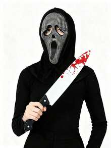 Water Drop Disco Scream Ghost Mask, Blood-Stained Knife Set, Costume Accessories, Party Glamour Outfit, Photography Props, Halloween Cosplay - Multicolor - View 5