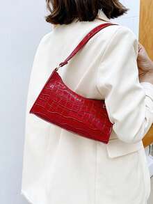 Hot-Selling New Design Minimalist Retro Crocodile Embossed Shoulder Underarm Bag, Casual Handbag, Baguette Bag, Suitable For Daily Matching, Shopping, Dating, Women's Bag - Multicolor - View 3