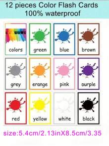 12pcs Color Recognition Cards, Preschool Early Color Education Cards, Suitable For Various Occasions Such As School, Students, Stationery, Learning Supplies, Valentine's Day, Wedding, Birthday And Back To School Season - A - View 7