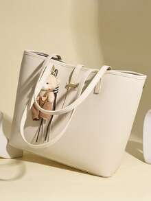 Large Capacity Women's Tote Bag, Solid Color Versatile Crossbody Shoulder Bag, Commuter Bag, Underarm Bag - A - View 4