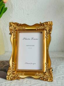 1pc European Style Rectangular Decorative Photo Frame (Random Photo Paper), Pattern Photo Display Frame, Carved Photo Frame, Rose Photo Frame, Vintage Baroque Style Photo Frame, Decorative Gold Vintage Style Photo Frame, Gilded Photo Frame, Resin Photo Frame, Suitable For Home Photo Display And Photography Decoration Ornament, Wedding Flat Lay Photography - Multicolor - View 9