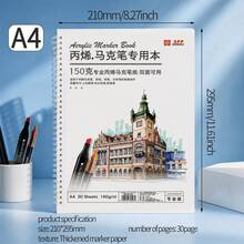 1pc Acrylic Marker Dedicated A4 Drawing Pad, High-Quality Painting Paper Spiral Coil Notebook, Double-Sided Drawing, Ink Resistant To Bleeding, Smooth Coloring With Even Tones, Suitable For Art Students Hand Drawing, Daily Doodling, Outdoor Sketching, Quick Sketches, Universal Drawing Notebook For Students And Adults - Drawing Marker - View 15