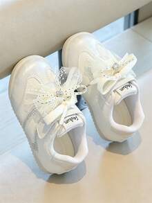 1 Pair Beige Kids' Sports Shoes, Soft Non-Slip Sole, Fashionable , Versatile For All-Season Outdoor Wear - Beige - View 1