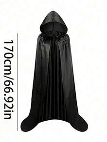 Gothic Vampire Costume Set: Classic Hooded Cloak + Detachable Fangs, Suitable For Multiple Occasions, Easily Create Vampire, Witch, Red Hat Clown And Other Halloween Looks. - Multicolor - View 9