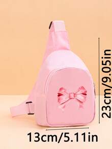 1PC Cute Bow Print Crossbody Bag For Little Girls, Adjustable Shoulder Strap Zipper Storage Chest Bag, Suitable For Toddlers Daily Outings And Casual Use, Can Be Given As A Gift - Deep Pink - View 3